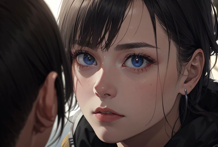 best quality, masterpiece, detailed, realistic, RAW photo,extreme close up shot,(1girl),looking at viewer,mature,handsome,mysterious eyes,concept art, colors, trending on artstation, Vivid colors, dramatic