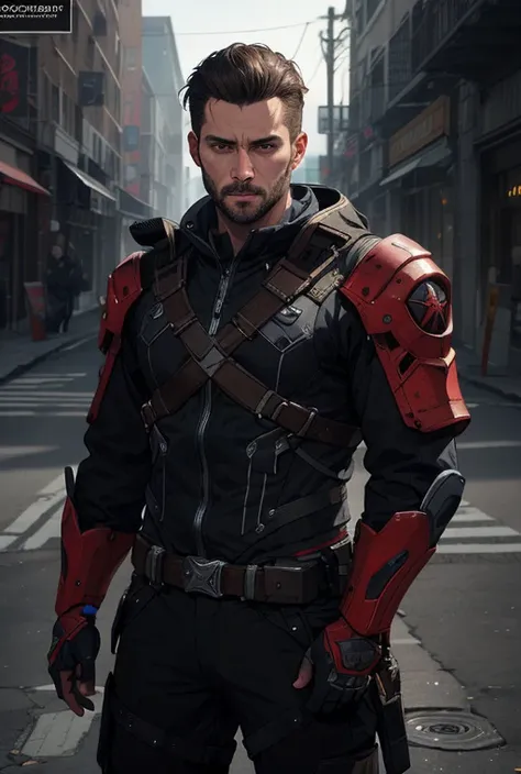 best quality, masterpiece, detailed, realistic, RAW photo, medium close up,1man,handsome,rugged, concept art, colors, trending on artstation, Vivid colors, dramatic