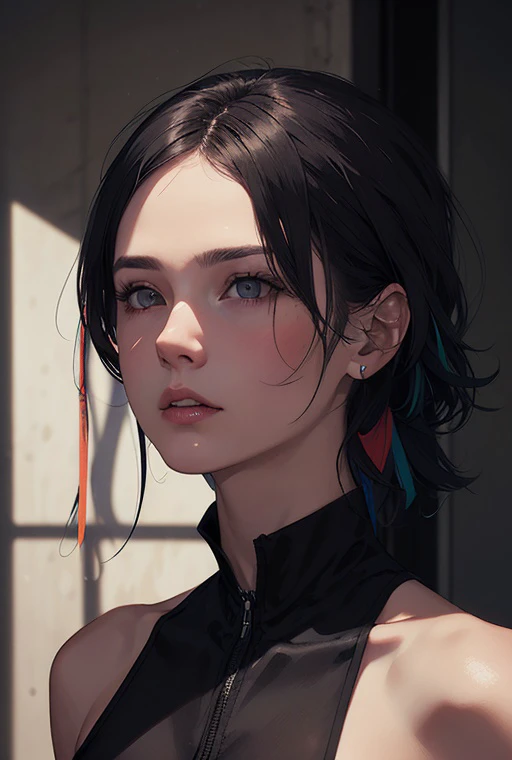 best quality, masterpiece, detailed, realistic, RAW photo, close up, 1girl,mature,seductive, concept art, colors, trending on artstation, Vivid colors, dramatic