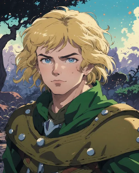 masterpiece,best quality,highly detailed, sharp focus,
A ((Extreme Close Up of 1boy)),very detailed eyes,eyes focus,(look at the camera:1.2),
intense atmosphere, (dust particles:0.8), fantasy landscape background, dof, by Michael bay,anime style,
young handsome teenage boy,blonde hair,studded leather armor,eurasian boy,
<lora:Retro_Anime:0.65>
<lora:hank_dnd_V1:0.8> hank