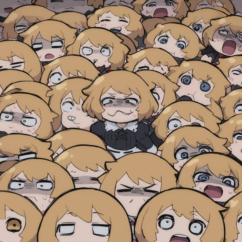 masterpiece, best quality,1girl,meme face ,chibi