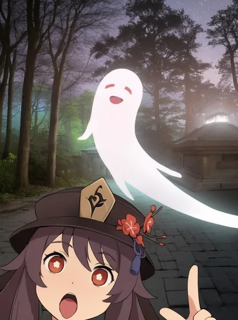 photo background,real life insert,real world location,HDR,
1girl,solo,hu tao \(genshin impact\),selfie, pov, v,chinese clothes, tongue out, open mouth, wide shot,
night forest,tree, eastern tomb,night, Chinese cemetery, mausoleum,ghost,
masterpiece, best quality,