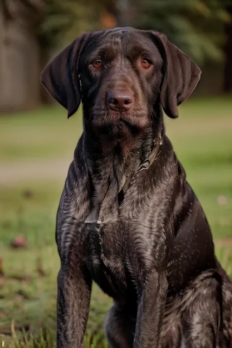 medium shot realistic photo of a drahthaar dog, highly detailed, 8k, photorealistic, flash lighting, candid, <lora:drahthaar:0.8>