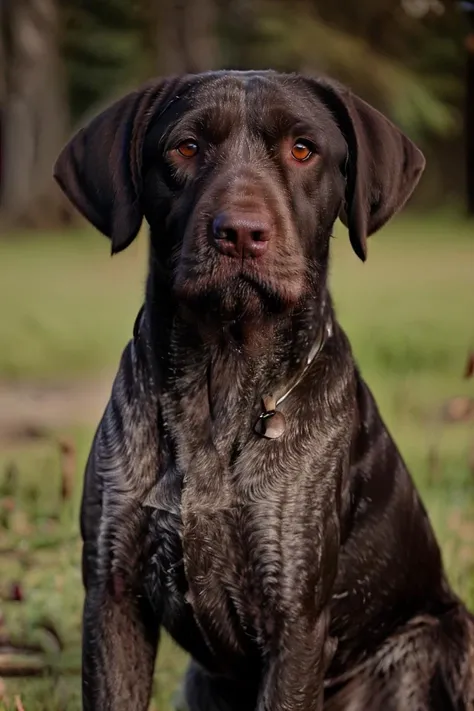 medium shot realistic photo of a drahthaar dog, highly detailed, 8k, photorealistic, flash lighting, candid, <lora:drahthaar:0.8>