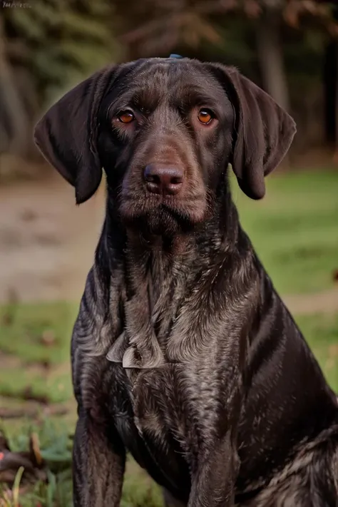 medium shot realistic photo of a drahthaar dog, highly detailed, 8k, photorealistic, flash lighting, candid, <lora:drahthaar:0.8>