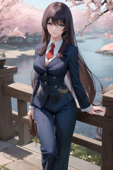 <lora:huTaoGenshinImpact_v10:1>, (medium breasts), perfact breasts,
masterpiece, best quality, ultra-detailed, beautiful lighting, bangs, (blazer:1.1), blue_eyes, perfect eyes, (Choppy layers:1.2),
(Hunching over:1.4), (Wide-leg trousers:1.2), (pov:1.1), (smile:0.9), outdoors, spring \(season\)