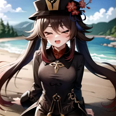 extremely detailed CG, high resolution, best quality, masterpiece, (bishoujo:1.3), (game cg), hutaodef, > _ <, <lora:hutao1-000009:1>  <lora:huTaoGenshinImpact_v10:1> <lora:cuteExpression_cuteExpression:0.8>