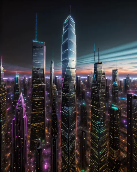Skyline canvas, graffiti artists using holographic spray cans to paint luminous murals on virtual skyscraper walls. , <lora:CP_SD15:1>
