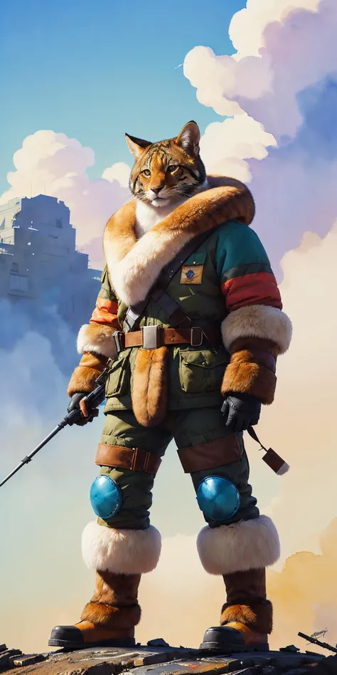 hyperrealistic shoygu illustration, skottie young, long shot, standing tall with big fluffy ears and a long tail, (4k), realistic fur textures, physically based rendering,
((watercolor painting by John Berkey))