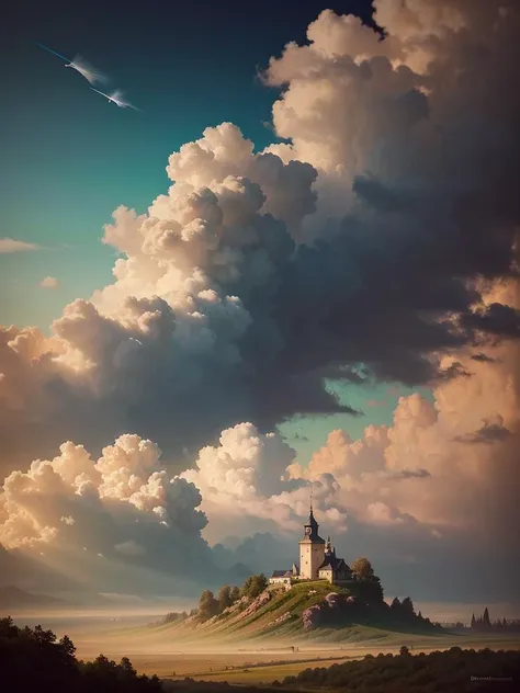vibrant colors, soft focus, light leaks, dreamy atmosphere,
magic, ethereal, fluffy clouds,
fractal structures, imaginary subspaces, differential light scattering, negative light,
18th century french oil painting style,
((dromen in kleur))