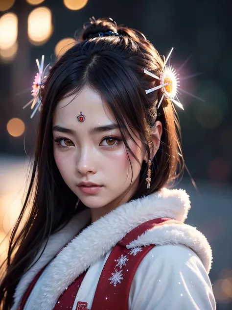 macro,
((beautiful samurai girl)), detailed facial features, realistic skin texture,
fantasy, fairytale, space adventurer, scifi character, cute, character,
vivid colors, intricately detailed sharp focus, cinematic lighting, rim lighting, masterpiece, cgsociety, 4k, octane render,
((glittering snow flakes, halos, bokeh))
