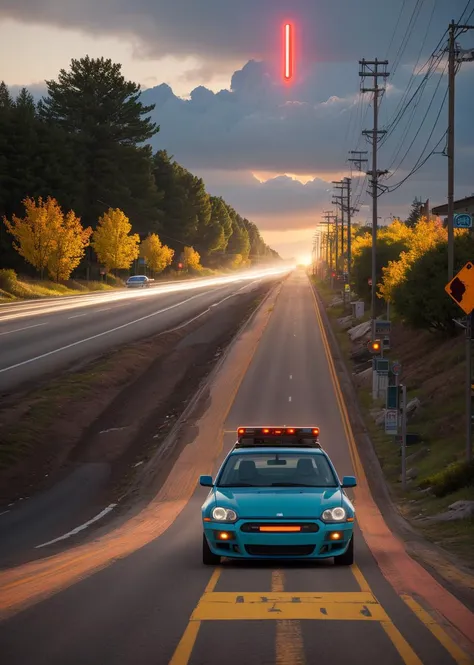 simon stalenhag style, 
masterpiece, best quality, 8k,  , sharp focus, ultrarealistic, 
raw photo of 
highway and giant dead disfunctional robot from series PEACE, DEATH an OTHER TRIVIA, 
((backround defocused)):1.4, (depth of field):1.4