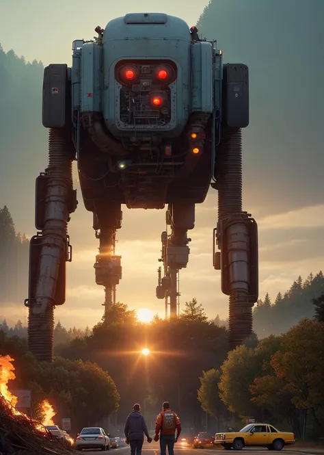 simon stalenhag style,
masterpiece, best quality, 8k, , sharp focus, ultrarealistic,
raw photo of
highway and giant dead disfunctional robot from series PEACE, DEATH an OTHER TRIVIA,
((backround defocused)):1.4, (depth of field):1.4