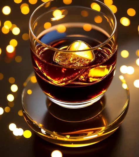 chagall style, 
masterpiece, best quality, 8k, , sharp focus, ultrarealistic, raw photo of 


intricate glass with complex reflections of swirling magnificent whiskey,


((backround defocused)):1.4, (depth of field):1.4