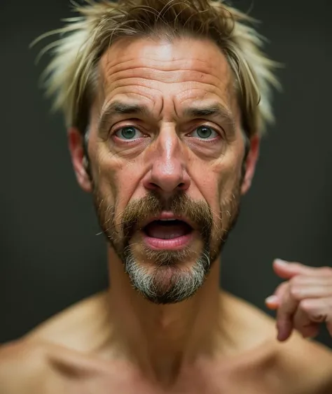 Hieronymus Bosch style, masterpiece, best quality,
portrait of a crazy man,
((backround defocused)):1.4, (depth of field):1.4