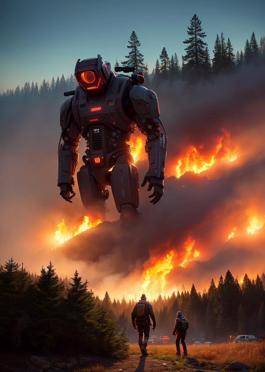 simon stalenhag style, masterpiece, best quality, 8k, , sharp focus, ultrarealistic, raw photo of
Vivid western cityscape, Scalp hunters seek bloody fate amongst giant fallen robots, Humanity lost.
((backround defocused)):1.4, (depth of field):1.4