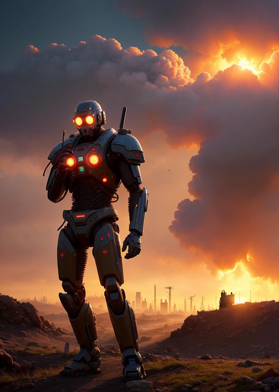 simon stalenhag style, masterpiece, best quality, 8k, , sharp focus, ultrarealistic, raw photo of
Vivid western cityscape,
Scalp hunters seek bloody fate amongst giant fallen robots,
Humanity lost.
((backround defocused)):1.4, (depth of field):1.4
