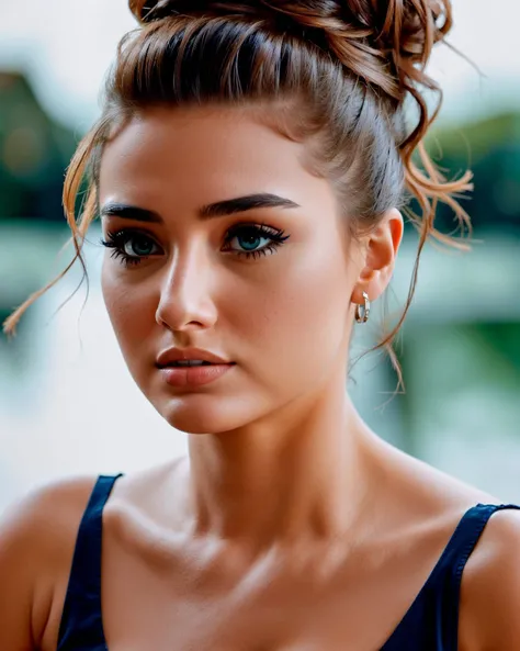 <lora:trkhslds:0.8>, a beautiful woman with a messy bun in her hair looking at the camera with a serious look on her face
masterpiece, ultra realistic, 8k, elaborate, high quality,