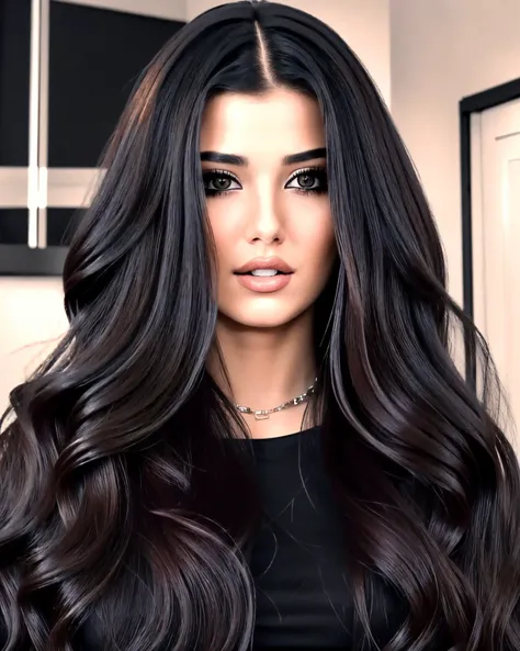 a beautiful woman with long hair wearing a black jacket and a black shirt and a black jacket and a black shirt
masterpiece, ultra realistic, 8k, elaborate, high quality, <lora:trkshlds30:0.65>