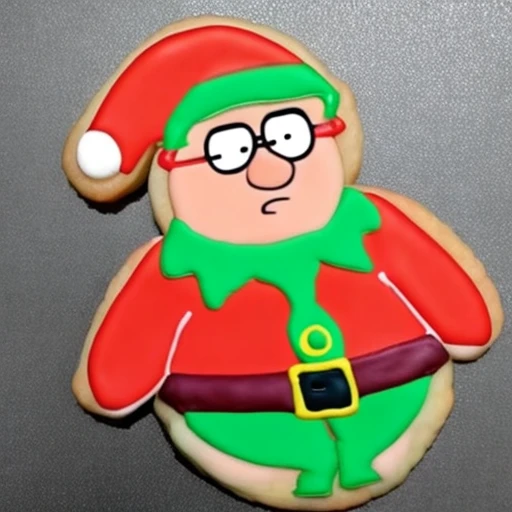 xmascookie of peter griffin as an elf