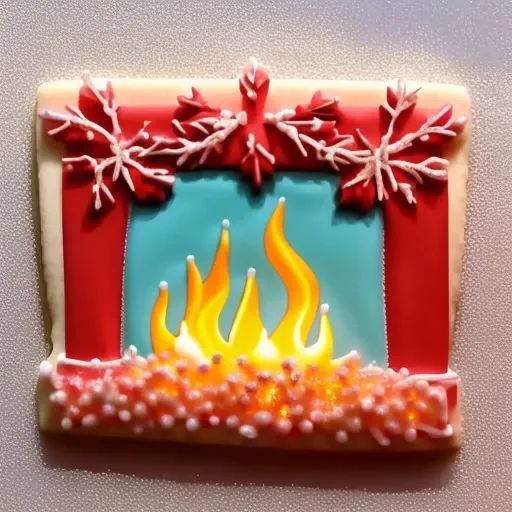 xmascookie of a fireplace, intricate, highly detailed