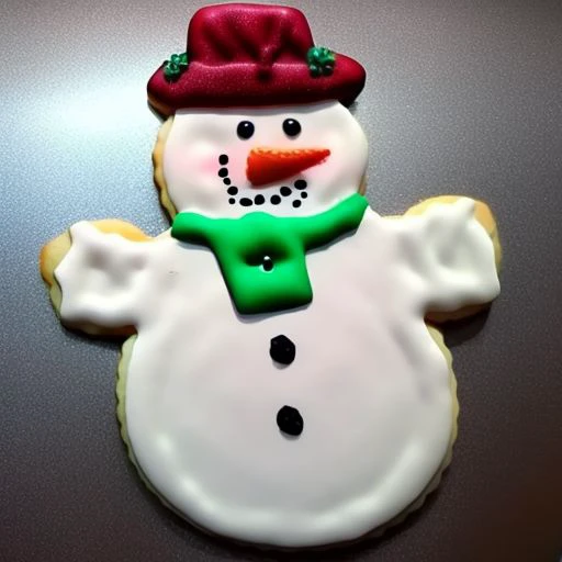xmascookie of a snowman, intricate, highly detailed