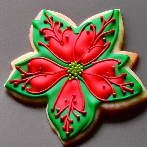 xmascookie of a christmas flower pattern, intricate, highly detailed