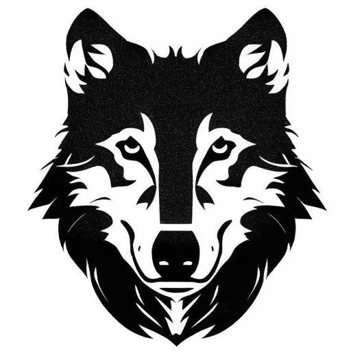silz style, simple, black and white, wolf, (howling), full body, side view, silhouette, vector, sitting, solid background