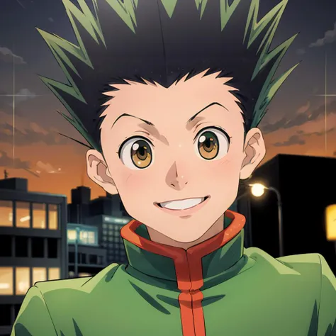 <lora:GonFreecss001:0.7>,<lora:add_detail:1>,<lora:noline:0.3>,<lora:boldline:-0.3>,solo,smile,
GonFreecss,1boy,green hair,brown eyes,spiked hair,
green jacket,
city,