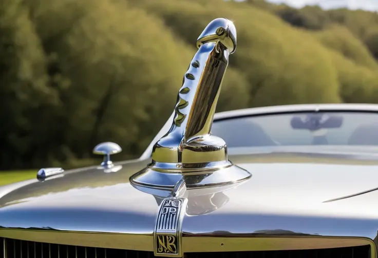 photo of a ( 5chw4nz dildo) as a hood ornament of a luxury on the hood of a Rolls Royce car, Spirit of Ecstasy <lora:L-5chw4nz dildo-merge-v1:1>