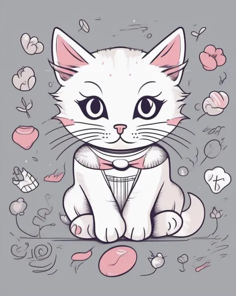 cute cat,  t-shirt design <lora:last:1>