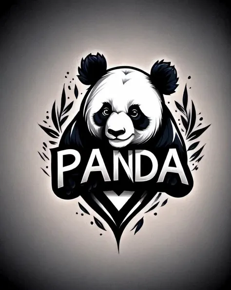 (text logo: Panda: 1), tattoo style, t-shirt design, flat colors, (black background), <lora:Harrlogos_v1.1:1> <lora:last:1>