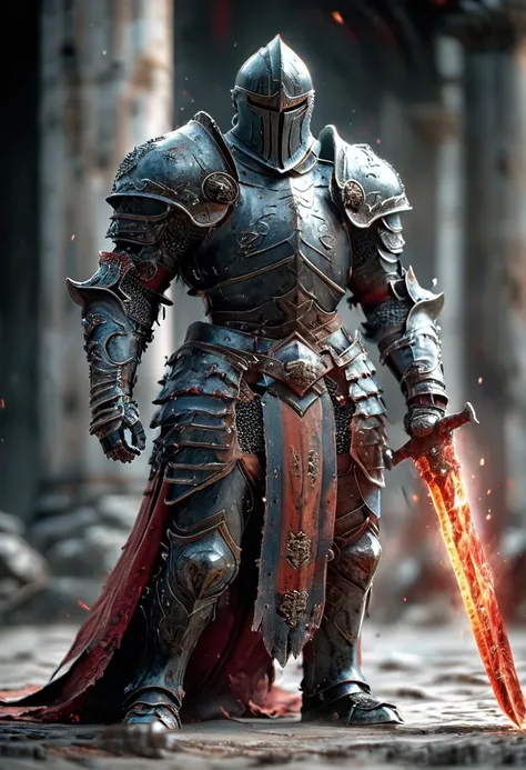 berserker knight wearing battle armor, dynamic fighting action pose, motion blur, HKStyle, <lora:HKStyle:1>