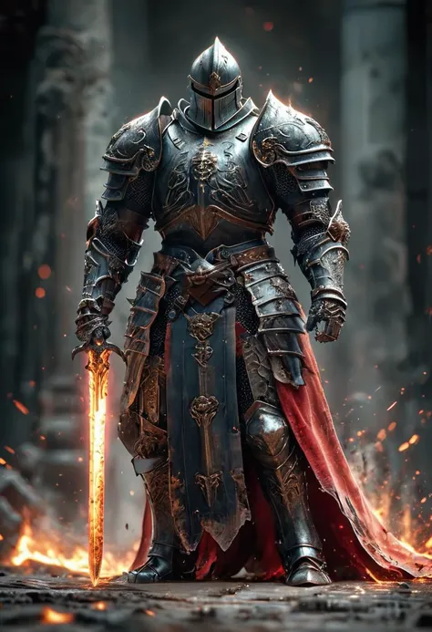 berserker knight wearing battle armor, dynamic fighting action pose, motion blur, HKStyle, <lora:HKStyle:1>