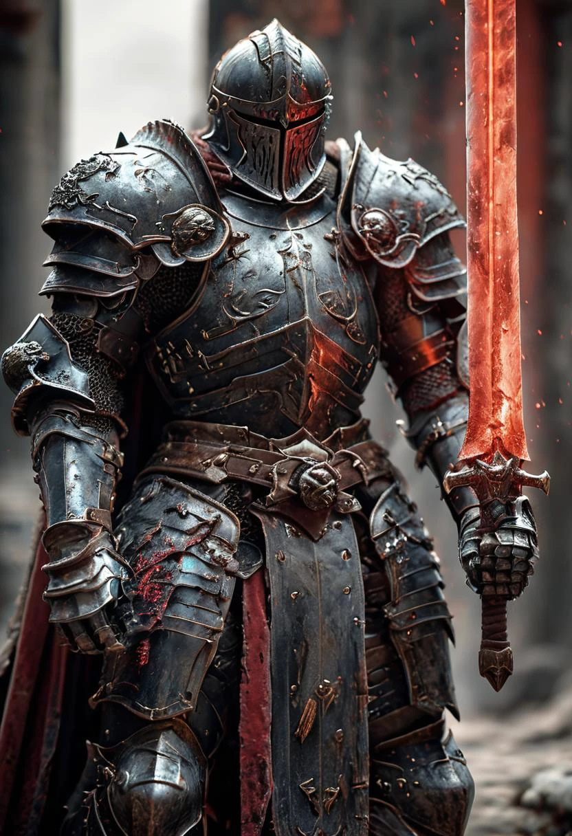 berserker knight wearing battle armor, dynamic fighting action pose, motion blur, HKStyle, <lora:HKStyle:1>