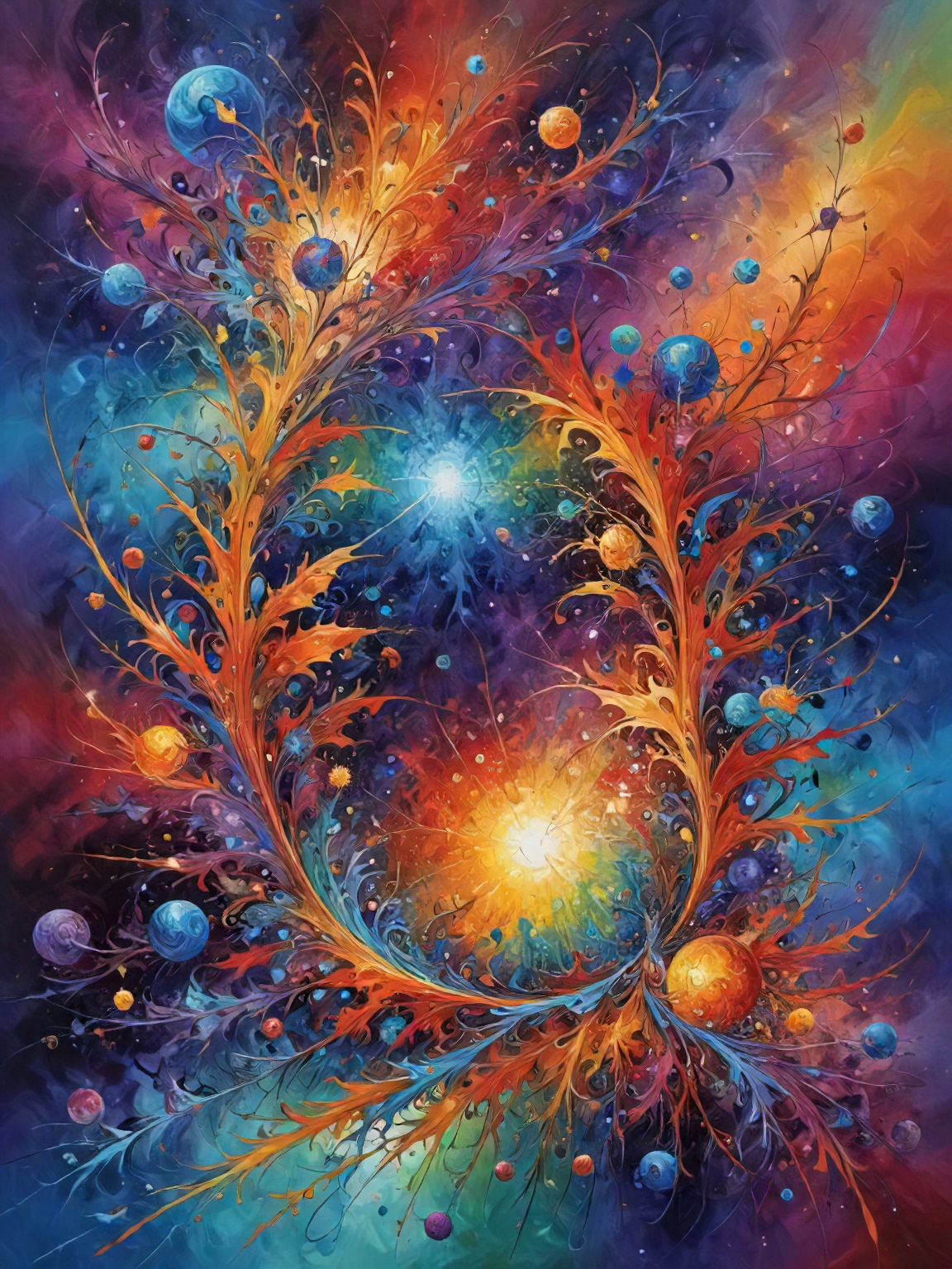 A painting of a colorful spiral with a star in the middle - SeaArt AI