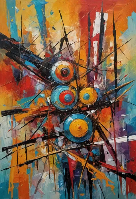 random subject on random background, surreal and abstract art, expressionist oil painting, bold brushstrokes, vivid colors, perfect rule of thirds composition