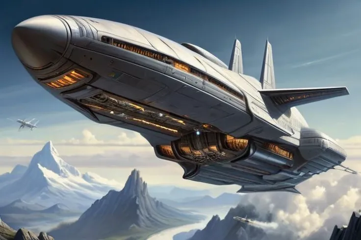 insanely detailed illustration, beautiful composition, A futuristic huge spaceship (((organic design))) flying over landscape ((mountains)) , ((engine exhaust)), <lora:RetroSpaceships:0.7>, antenna, wings, sharp angles, spaceship. T. pulp-sf, ultra_detailed, ultra_quality, perfect composition, high detail, a masterpiece with Four-Point Perspective, perfect composition, high detail, masterpiece <lora:RetroSpaceships:1>