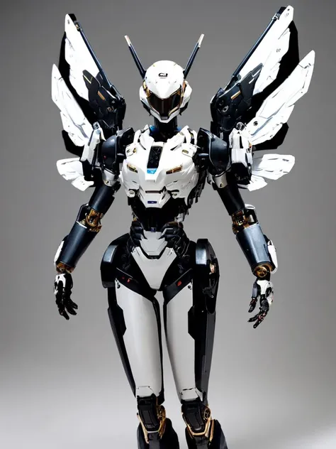 score_9,score_8_up,score_7_up,score_6_up,score_5_up,score_4_up,(1girl:1.2),wings,(solo:1.2),color patches,left and right different colors,contrast,with a futuristic wing, mechanical wings,wings, science fiction, eyeshadow, single mechanical arm, gloves, mecha musume, cowboy shot, left black right white, black,gold, silk stockings, hkstyle, style of epic cinematic, amazing quality