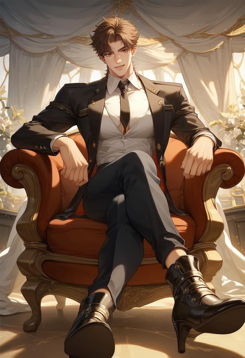 Arafed image of a man sitting in a chair with a tie - SeaArt AI
