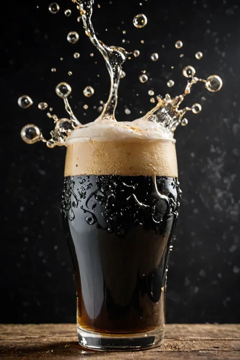 Irish Stout style, dark black, thick pillowy head, cascading bubbles in beer, velvety texture, dark background, <lora:add-detail-xl:0.4> <lora:detailed_notrigger:0.5> <lora:great_lighting:1> great lighting <lora:neg4all_bdsqlsz_xl_V91:1> <lora:xl_more_art-full_v1:0.6>