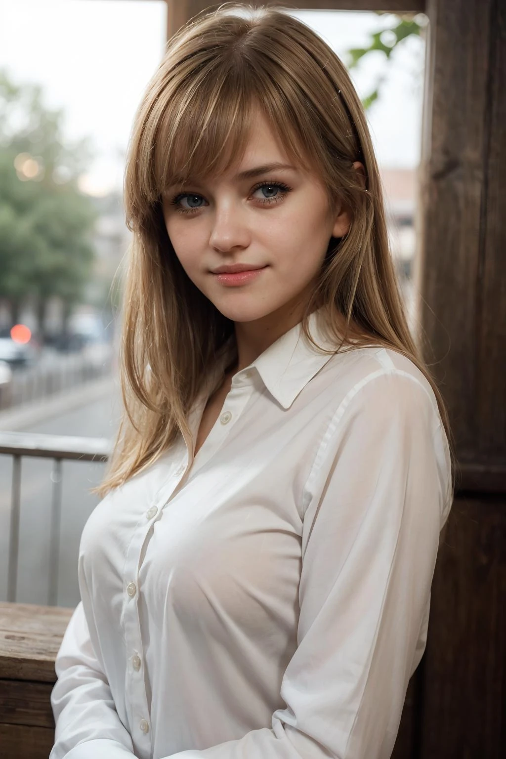 fcPortrait, mar1ya with blonde hair, bangs, innocent face, wearing white colored long-sleeve buttoned shirt, cinematic light, looking at viewer, detailed iris, slightly smiling, warm,
<lora:sd15-mar1ya-v1.1:0.8>
<lora:add_detail:0.5>, High quality, RAW photograph, detailed background, intricate, highly detailed, sharp focus, high resolution, 8k, uhd, dslr, realistic eyes, perfect eyes,