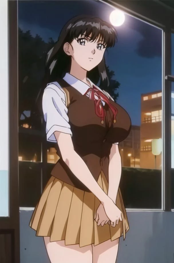 (Night:1.7), Japan, Tokyo, CityView, Before Window, at school,
Standing at attention,
school uniform, Red pleated skirt, neck_ribbon,Vest,Shirt,
<lora:Miyuki_Sakaki_Isaku-KK77-V1:0.7>,
black_hair,Long_hair,Bangs,
1 girl, 20yo,mature female,Beautiful Finger,Beautiful long legs,Beautiful body,Beautiful Nose,Beautiful character design, perfect eyes, perfect face,
looking at viewer, in the center of the image,
NSFW,official art,extremely detailed CG unity 8k wallpaper, perfect lighting,Colorful, Bright_Front_face_Lighting,
(masterpiece:1.0),(best_quality:1.0), ultra high res,4K,ultra-detailed,
photography, 8K, HDR, highres, absurdres:1.2, Kodak portra 400, film grain, blurry background, bokeh:1.2, lens flare, (vibrant_color:1.2)
(Beautiful,large_Breasts:1.4), (beautiful_face:1.5),(narrow_waist),