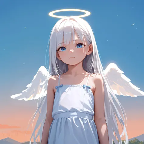 score_9,score_8_up,score_7_up,source_anime,
BREAK
(absurdres,highres),(high quality,best quality),(masterpiece:0.5),
1girl,solo,(cute, petite:1.1),(flat chest:0.5),(skinny:0.5),(pale skin:0.5),
BREAK
angel,angel wings,white wings,feathered wings,halo,
blue eyes,looking at viewer,
long hair,white hair,very long hair,
outdoors,sky,