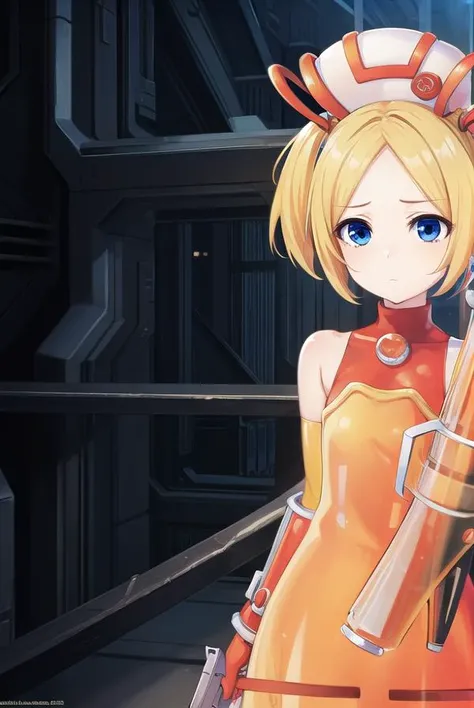 bsha, <lyco:bsha-lyco-nochekaiser:1>,
bsha, short hair, blue eyes, blonde hair, twintails, short twintails,
BREAK gloves, hat, dress, boots, gun, huge weapon, orange footwear, orange dress, bare shoulders, red gloves,
BREAK indoors,
BREAK looking at viewer, (cowboy shot:1.5),
BREAK <lyco:GoodHands-beta2:1>, (masterpiece:1.2), best quality, high resolution, unity 8k wallpaper, (illustration:0.8), (beautiful detailed eyes:1.6), extremely detailed face, perfect lighting, extremely detailed CG, (perfect hands, perfect anatomy),