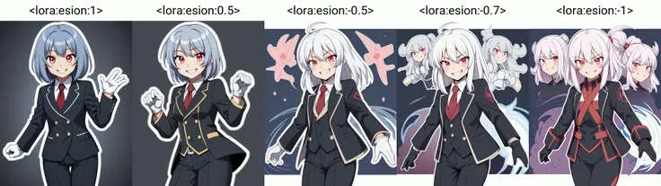 <lora:esion:1>,esion, 1girl, (black outline vector graphics:1.1), hero battle, white gloves, anime_coloring, grin, galaxy, glowing eyes, long sleeves, suit