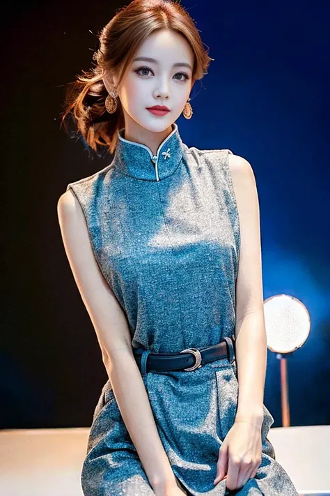 (goddess-like happiness:1.2), ulzzang-6500-v1.1, modelshot style,(RAW photo, photography, illustration, masterpiece, ultra detailed, top quality, official art, ultra detailed, CG, unity, 8k wallpaper, cinematic lighting, highres, original, extremely detailed 8k uhd, dslr, wallpaper), (photo-realistic:1.35), HDR, depth of field, floral print, night cityscape, (1girl:1.6), long hair, beautiful girl with beautiful details, extremely detailed eyes and face, eyes with beautiful details, (sleeveless Qipao:1.5), (perfect shiny skin:0.6), slim and smooth lines, (floating), (medium breasts:1), earrings , <lora:Chi_LiYiTongChinese_v10:0.8>