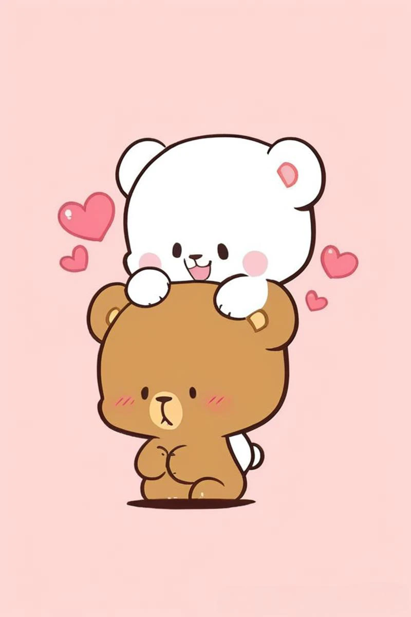 score_9, score_8_up, score_7_up, cute, chibi, mocha (brown bear) and milk (white bear), simple background, hug, heart, happy, joy, 1girl and 1boy
fixl-art, zPDXL, <lora:Character_Milk_and_Mocha:1>