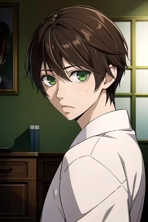 masterpiece, best quality, photorealistic, 1boy, solo, male focus, looking at viewer, , , , , <lora:kotarou_izumi:0.72>, kotarou_izumi, brown hair, green eyes, , , High definition