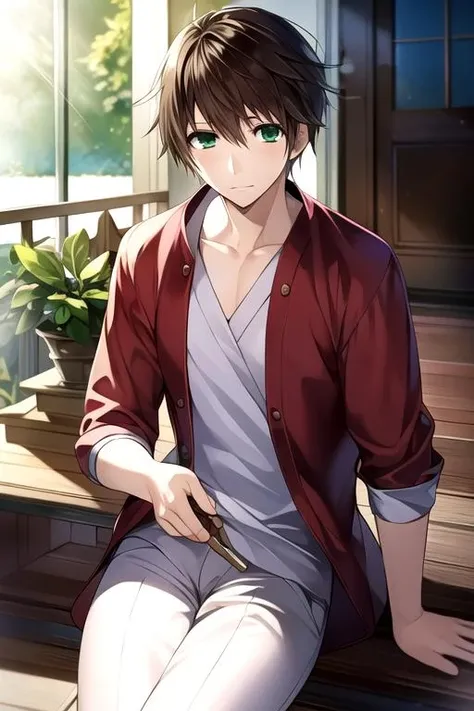 masterpiece, best quality, photorealistic, 1boy, solo, male focus, looking at viewer, , , , , <lora:kotarou_izumi:0.70>, kotarou_izumi, brown hair, green eyes, , fairytale, High definition